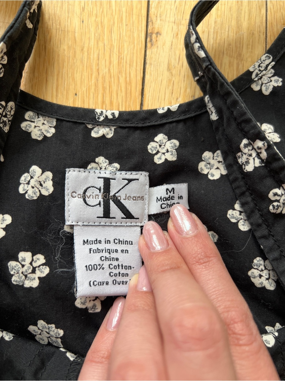 Calvin Klein Jeans Black and White Floral Cotton Tank Dress